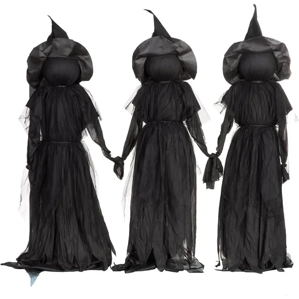 

Black Witches with Hats Stakes, Outdoor Safe Weatherproof Battery Operated, Spooky Garden Statue Halloween Decoration