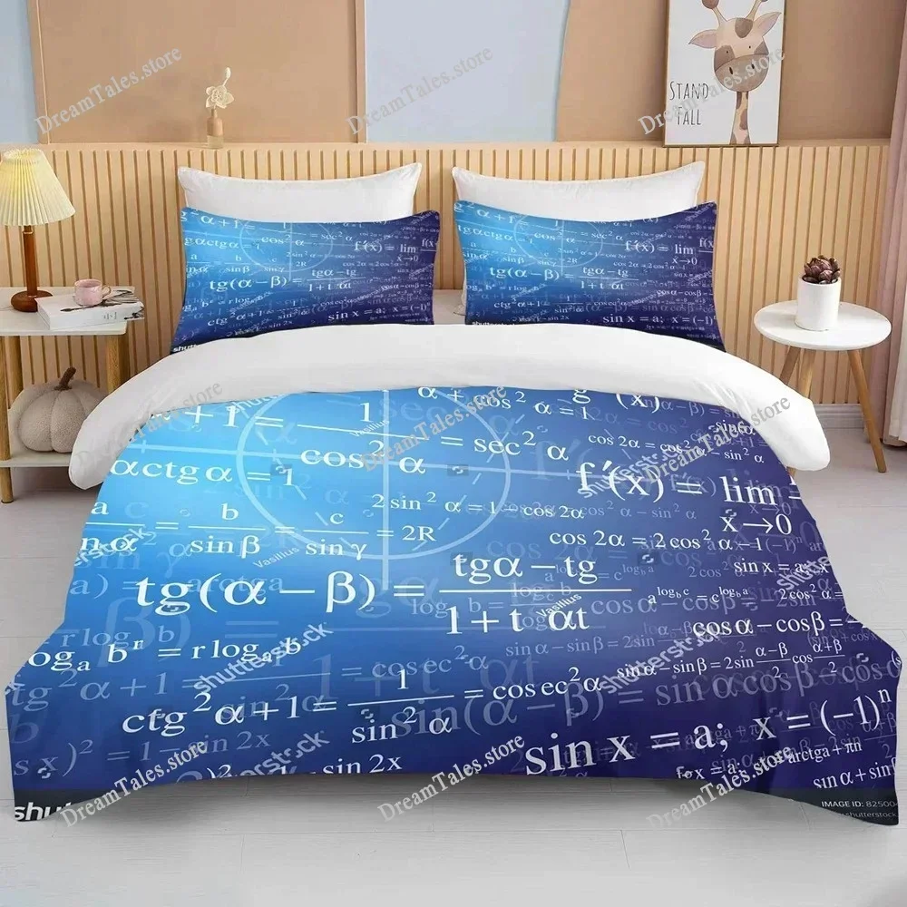 Mathematical Calculation Formula Bedding Set for Adults Bed Linen Design Bedclothes Luxury Luxury Gifts Black White Duvet Cover