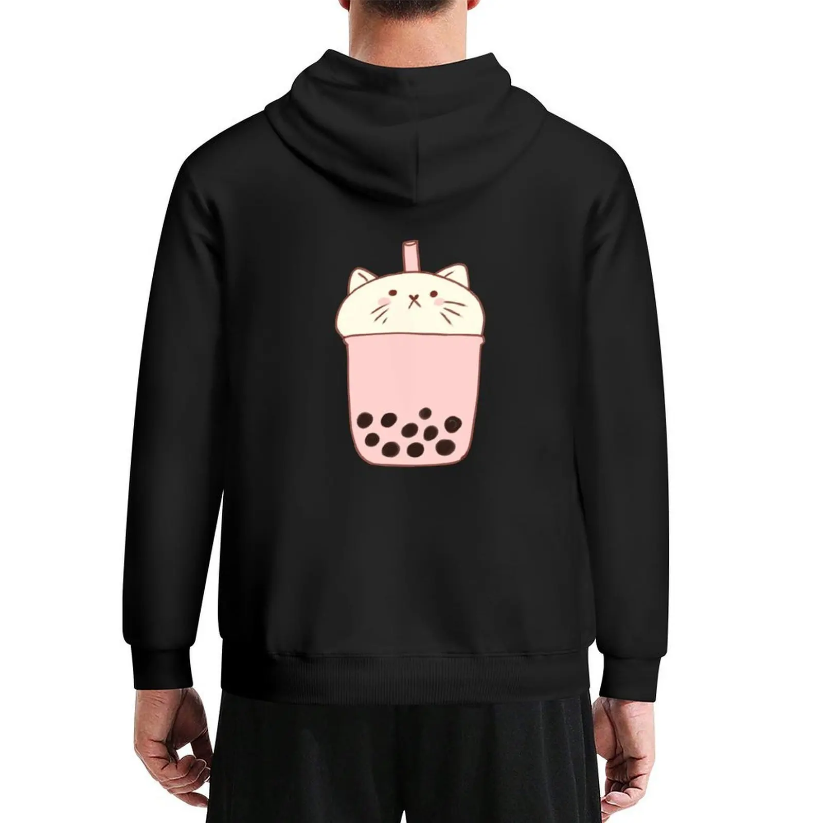 

boba cat illustration Hoodie male clothes japanese style men clothing men's coat hoodie