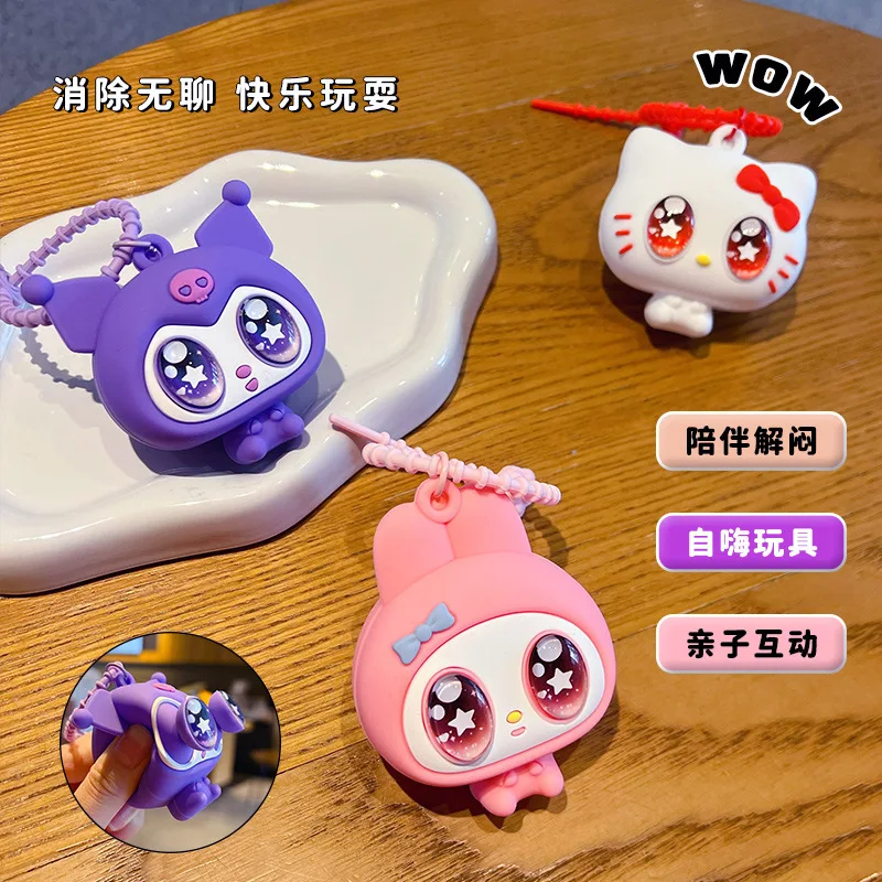 

New Hello Kitty Kuromi Keychain Pops Out When The Eye is Squeezable Key Chain Stress Relieving Squeeze Toys Keychain for Childr