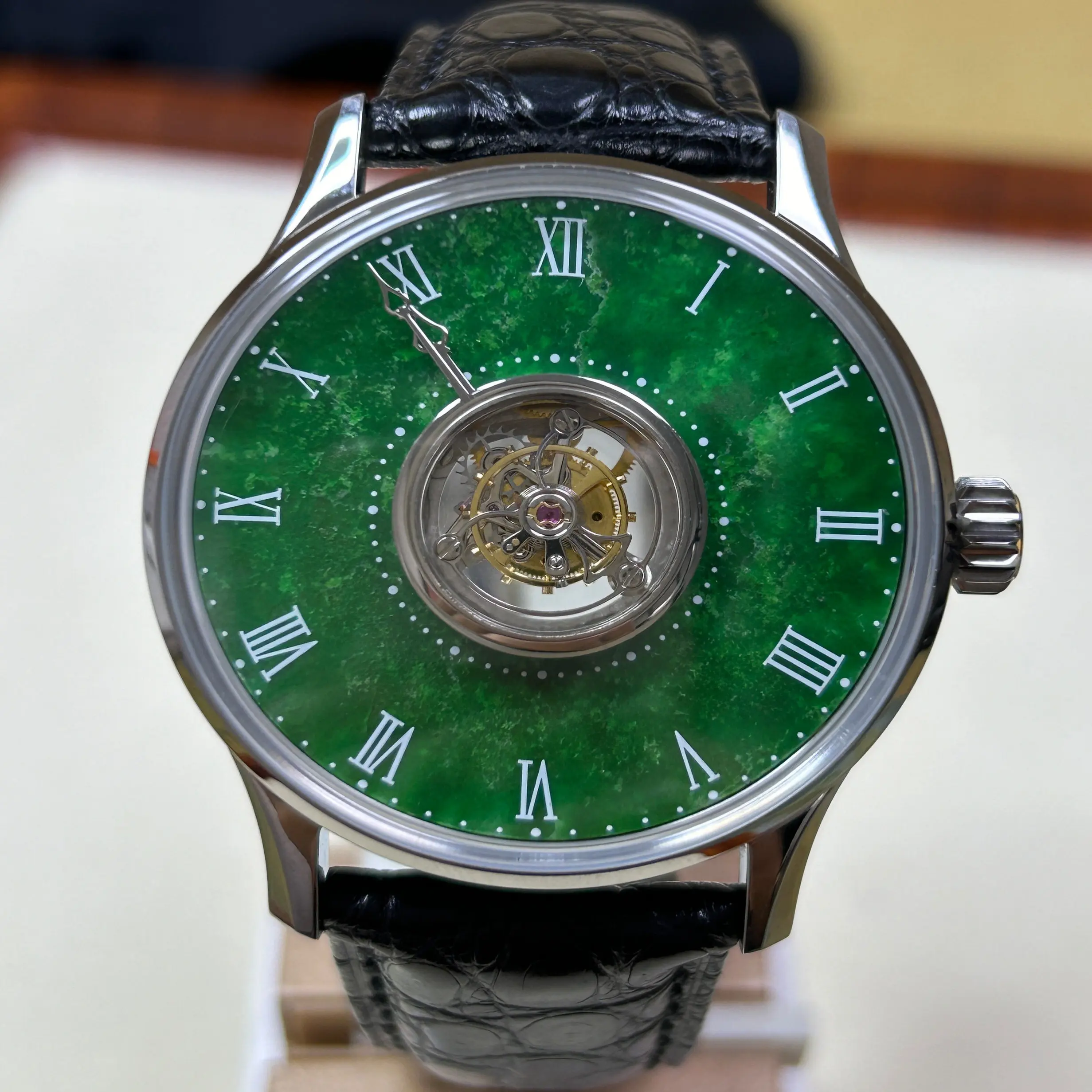 Huasuo Crown King Grade 5 Titanium Center Tourbillon Watch Natural Gem Center Tourbillon Watch view 5