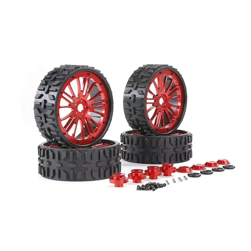 Unlined All Terrain Tire with CNC Aluminum Wheel Rim for Rovan LT Short Course Truck SLT Buggy LOSI 5IVE-T 5B King Motor X2