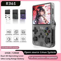 128G R36S Retro Handheld Video Game Console Open Source 3.5inch IPS Screen Portable Pocket Video Player 64GB Games for Kid Gifts