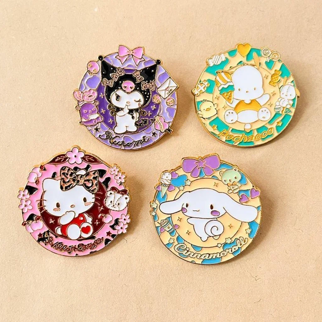

Sanrio Hello Kitty Anime Figures Pins Badges Brooch Kuromi Cartoon Metal Pins for Student Backpack Jewelry Accessories Gift Toys