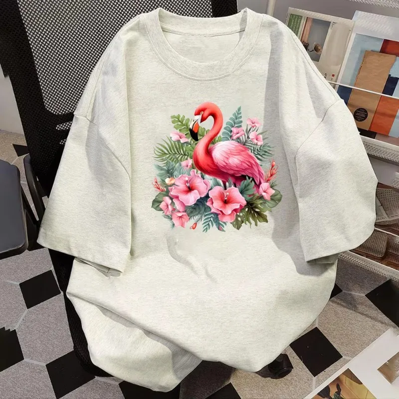 2pcs 25cm Flower Bird Flamingo Parrot Iron Heat Thermal Transfer Sticker Fusible Applique Iron On Thermoadhesive Decal Clothes