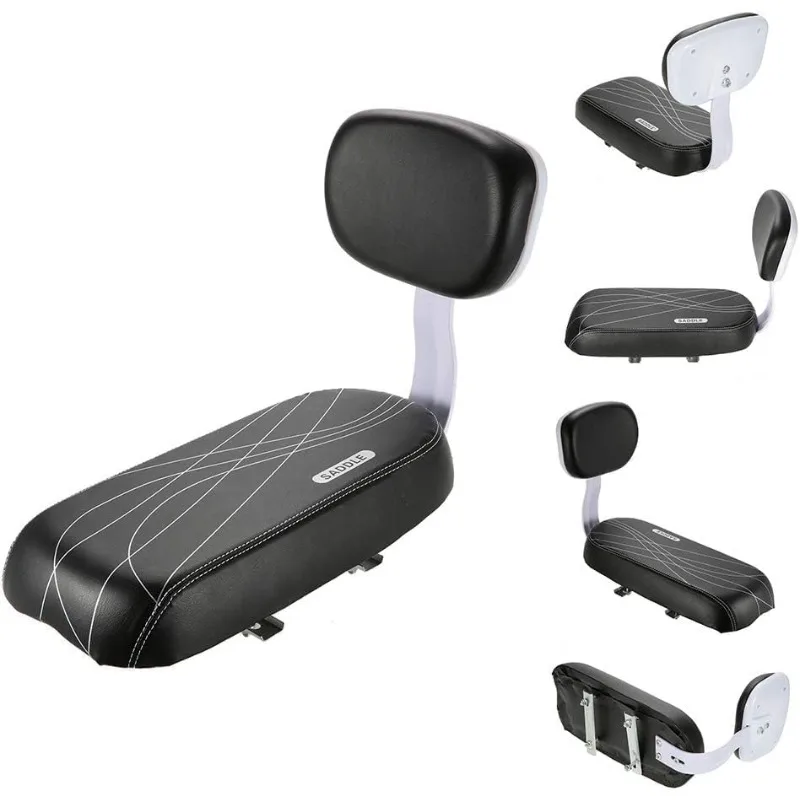 مقاعد أطفال جديدة لركوب الدراجات، طقم مقعد مبطن خلفي لدراجة الأطفال مع مقبض مسند للقدمين ومقبض مجموعة حامل أمان للأطفال