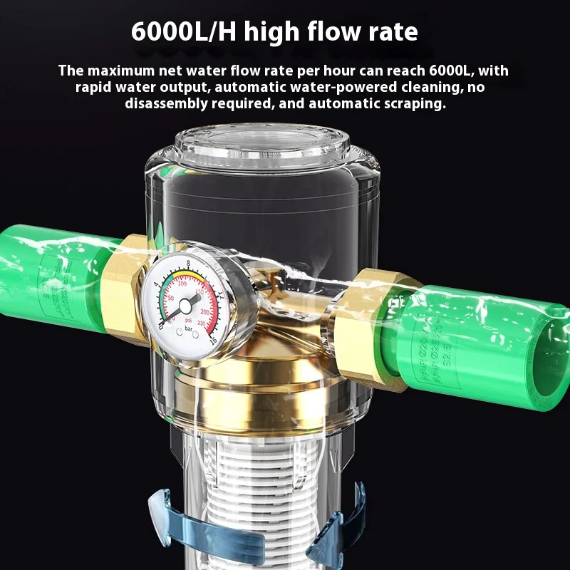 

Pre-flush Filter for Household Water Supply Pipeline, Whole House Initial Filtration of 40 Microns for Indoor and Outdoor Pipes