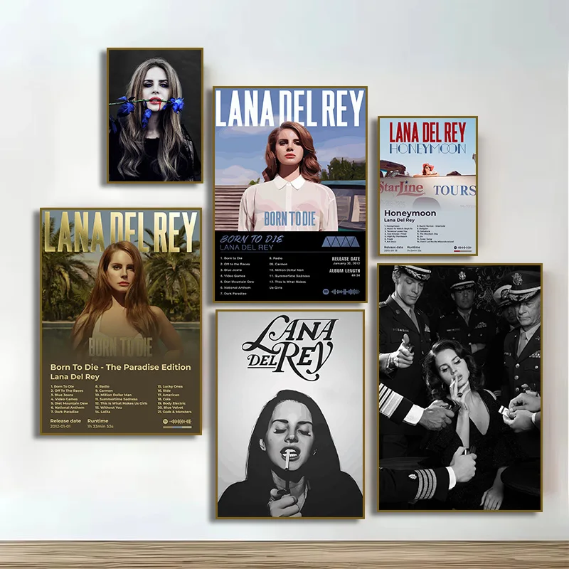 Póster Vintage del álbum de música L-Lana Del Rey Cherry Noir Lust for Life, pintura en lienzo, decoración para el hogar y la sala de estar
