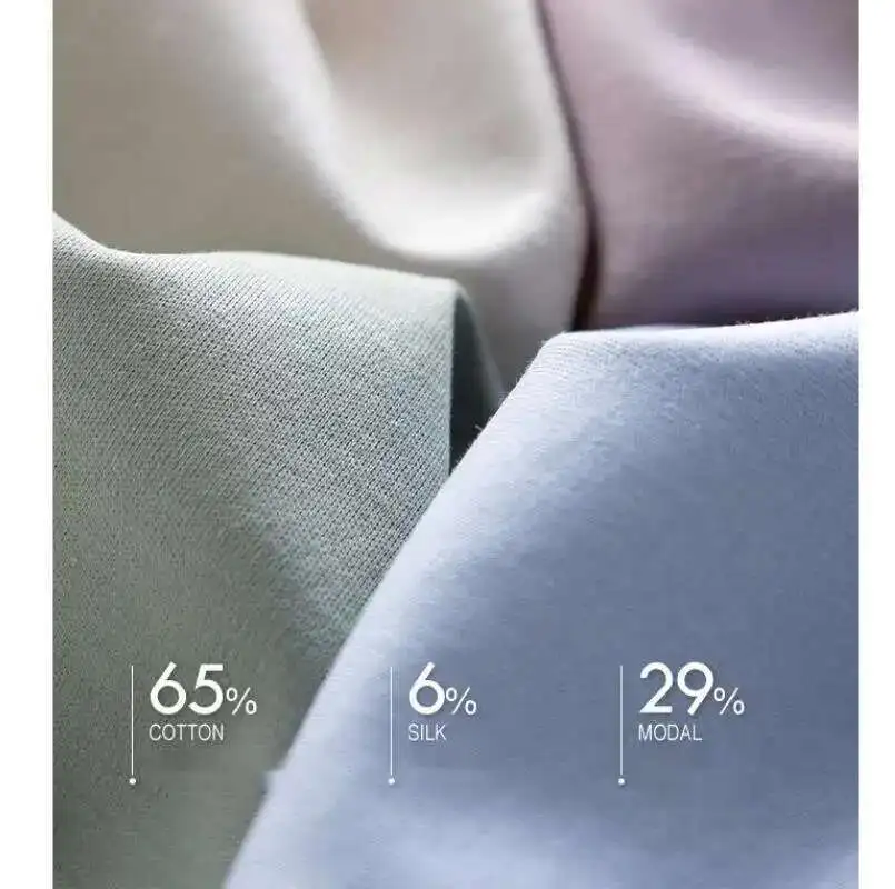 Summer 6% Mulberry Silk Cotton T-shirts Women Loose Round Neck Short Sleeve Luxury Tee Solid Color Basic Tops image 6