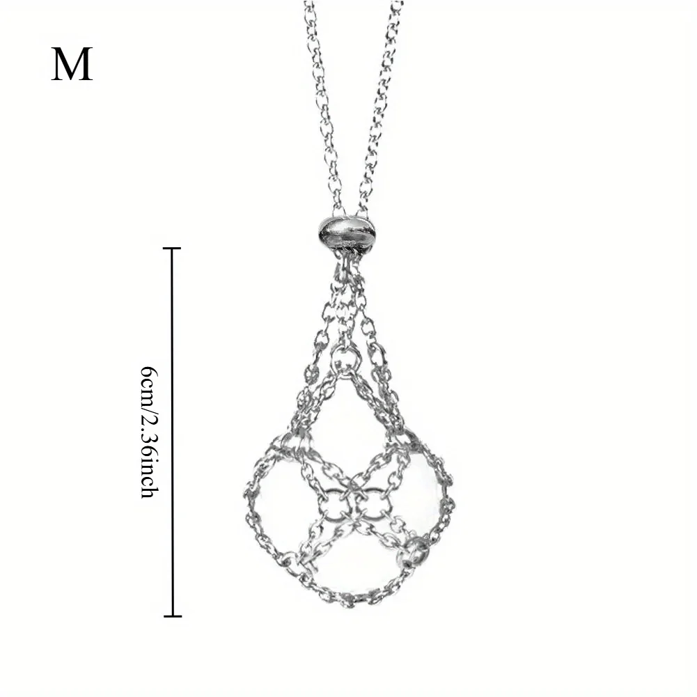 Edelstahl-Kristallnetz-Metallkette für Damen und Herren, Steinhalter, austauschbarer Kristallhalter, Käfig-Halskette – Detail 4