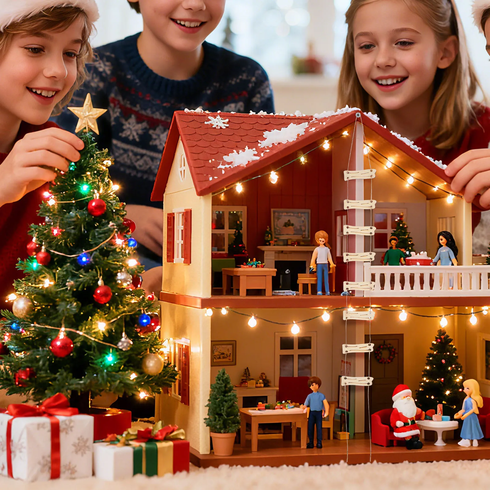 

1 set 1 Set Miniature Wooden Ladder For Fairy Garden Diy Craft Decorative Accessory Landscape Ornament Home Garden