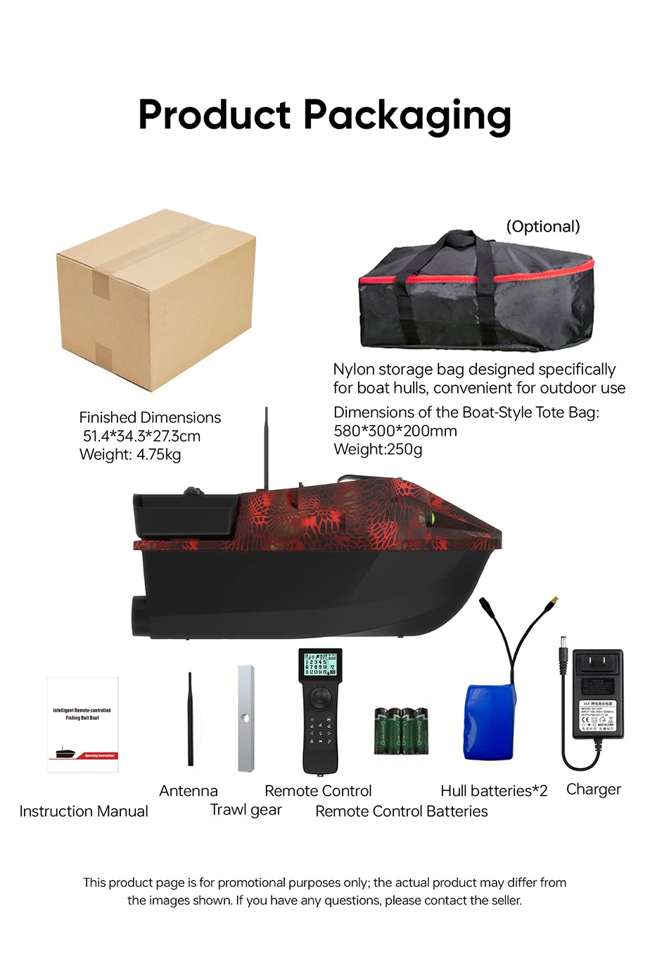 LOKEEVAN GPS-Köderboot mit 100 GPS-Standorten, Fischfinder für Tiefe und Wassertemperatur, automatische Rückkehr mit großem Köderbehälter, 2,5 kg Ladekapazität, 15600x2 mAh Köderboot mit 600 m Reichweite. – Detail 16