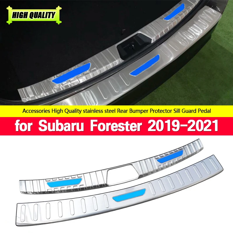 

Stainless Steel Rear Bumper Protector Sill Trunk Tread Plate Trim for Subaru Forester 2019 2020 2021 Chromium Styling