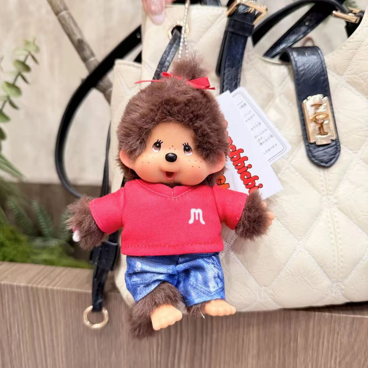 Cute Monchhichi plush Keychain Birthday Party Gift Monchhichi Hanging Pendant for Bags Cartoon Pendant