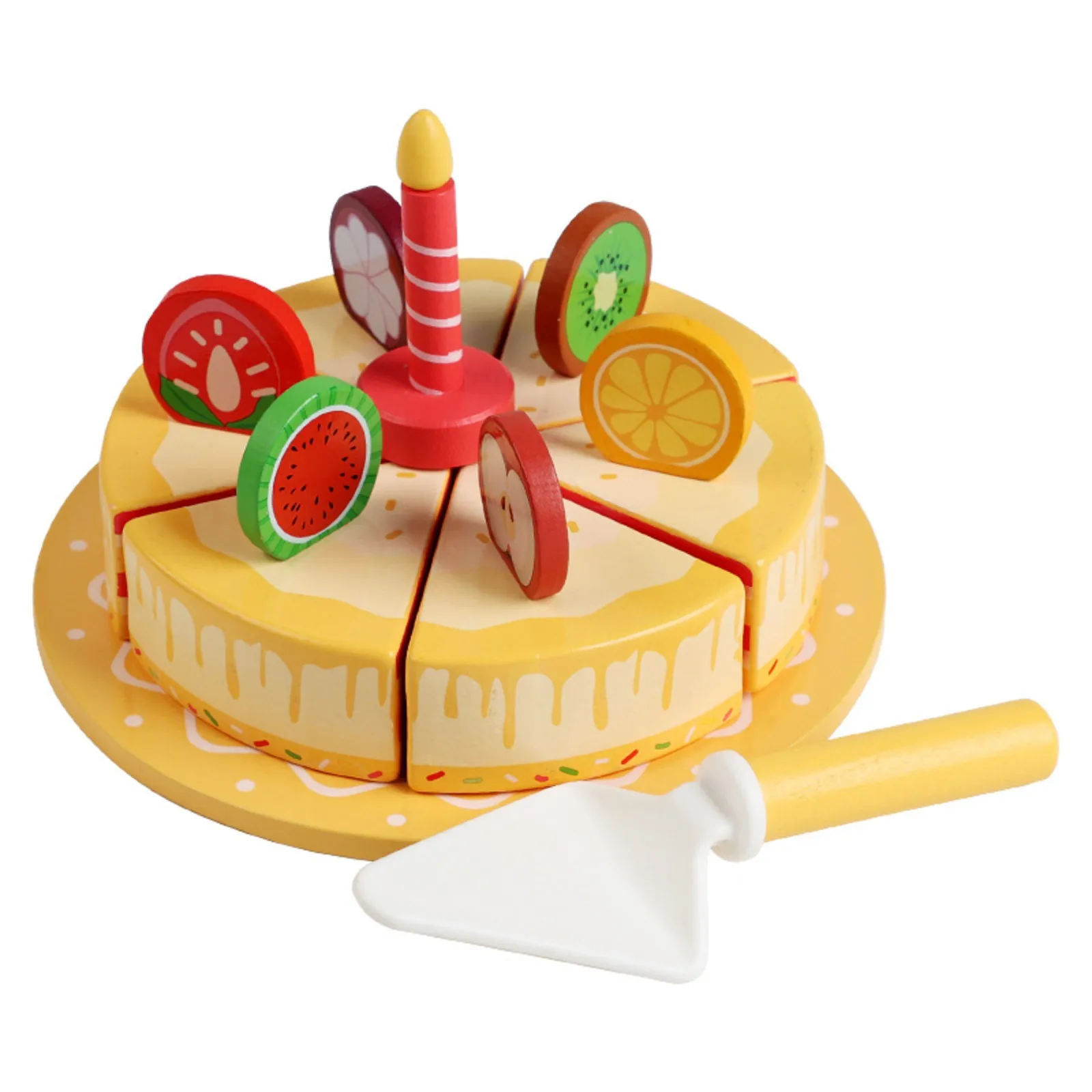 Wooden Simulation Dessert Educational Toys Children'S Home Interactive Play House Game Toy Birthday Fruit Cake Afternoon Tea