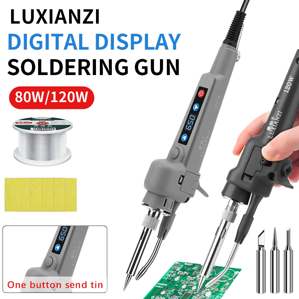 

LUXIAN Digital display Electric Soldering Iron Gun Hand-Held Internally Heated Solder Repair Tool Automatic Welding Send Tin Gun