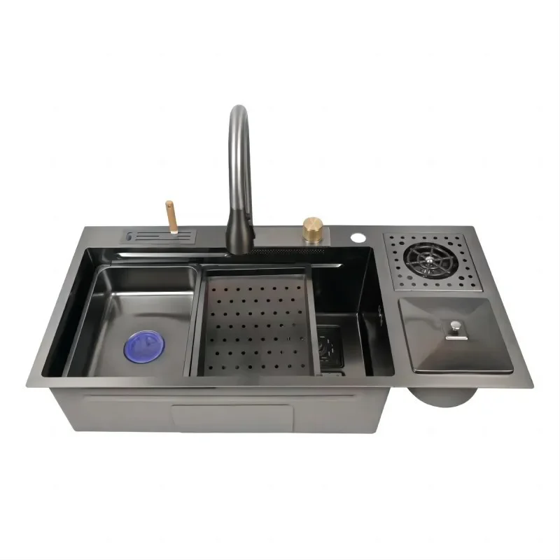 Large Single Bowl Stainless Steel Kitchen Sink Deep Vegetable Washing Basin Honeycomb Pattern for Household Use