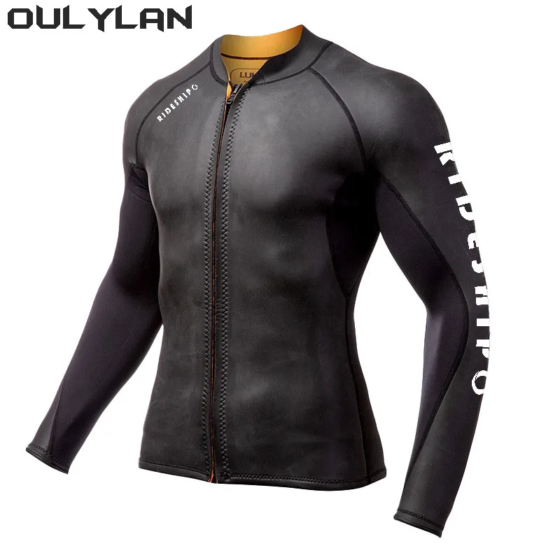 OULYLAN Windproof Warm Jacket Surfing Motorboat Diving Jacket 2MM Diving Suit Jacket Neoprene Men Split Swimming Top Suit