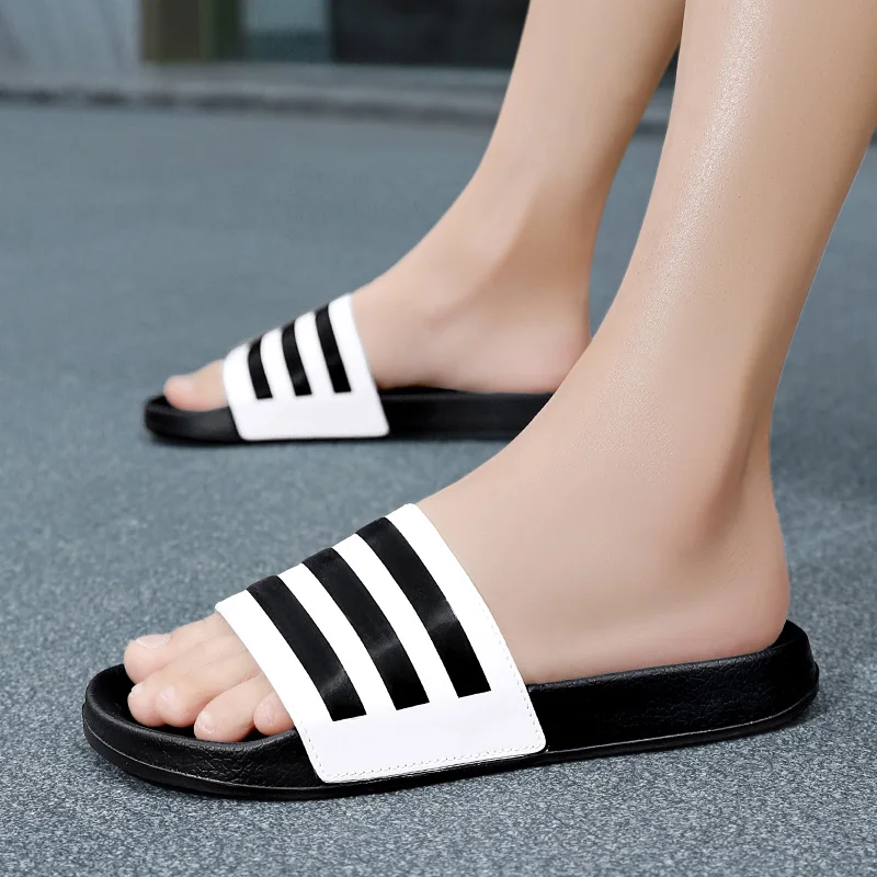 Brand Men Slippers Shoes Non-slip Fashion Sandals Rubber Flat Slides Size 45 Outdoor Summer Water Shoes Mens Beach Slippers 2024