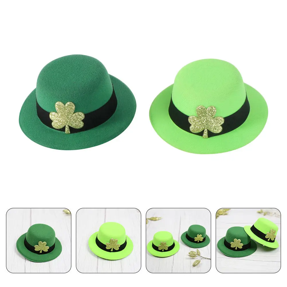 

2Pcs Mini Bowler Hat Hairpin St Patrick's Day Hair Clip Shamrock Design Festive Hair Decor Lightweight Comfortable Party
