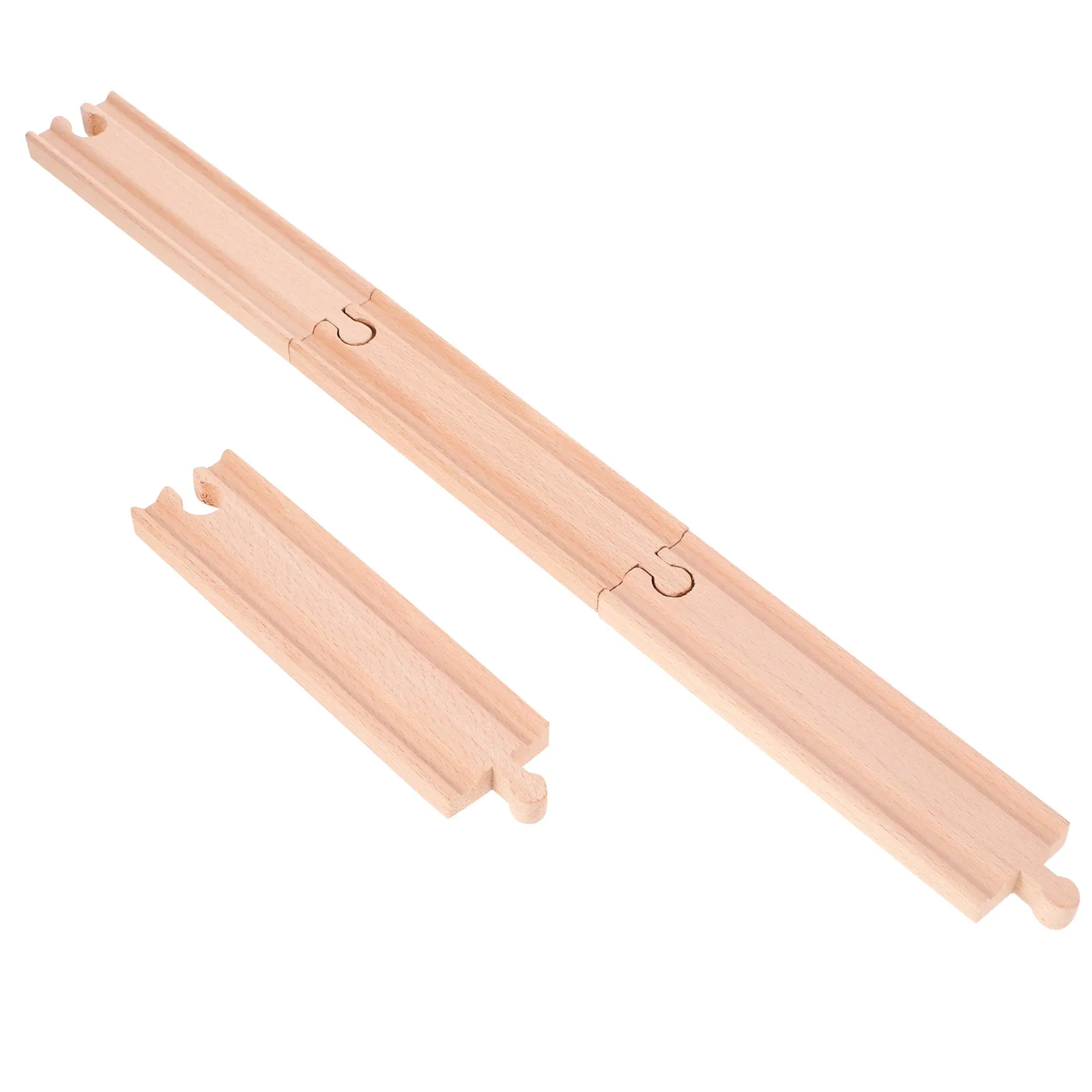 4 piezas de vía de tren de madera para construir, piezas de vía de ferrocarril de madera natural, habilidades motoras finas