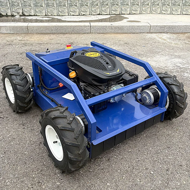 

Customizable self-propelled rubber-tracked robotic remote-controlled lawnmower for farms and homes