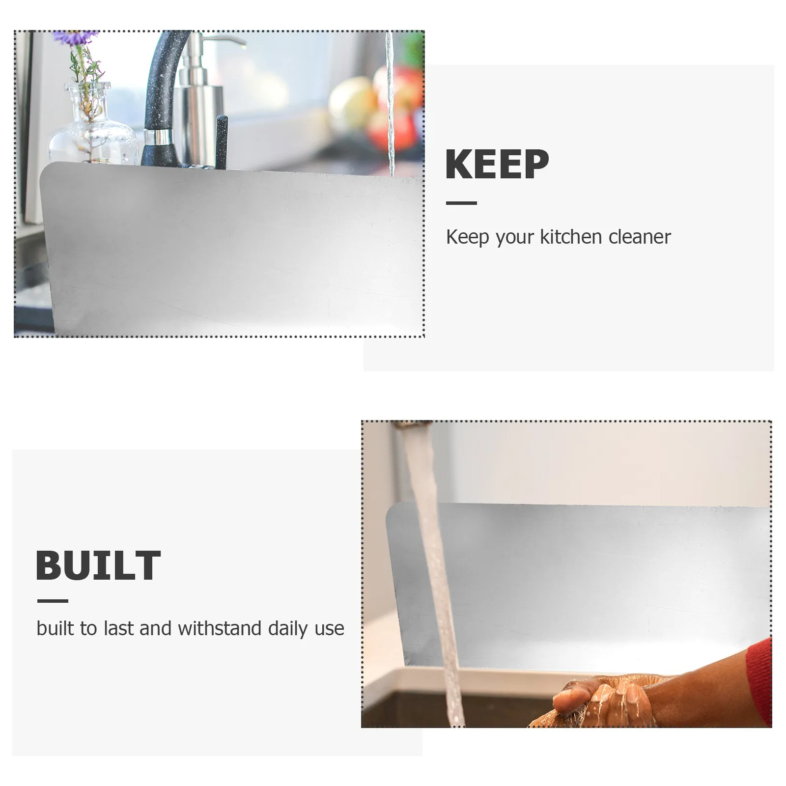 

2pcs Kitchen Sink Anti splashing Guard Metal Baffle Board 15x6inch Adjustable Size Water Splashing Proof Retaining Plates Small