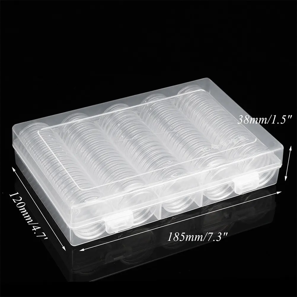 1Set Coin Collection Box Transparent Plastic Protective Holder Commemorative Coin Organizer Storage Capsule Case