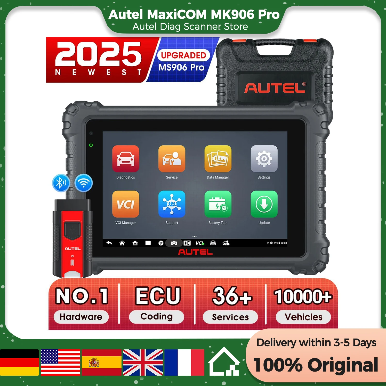 2024 Newest Autel MaxiCOM MK906Pro Diagnostic Tool With Advanced ECU Coding,Active Test,36+ Services DoIP & CAN FD PK MS906 Pro