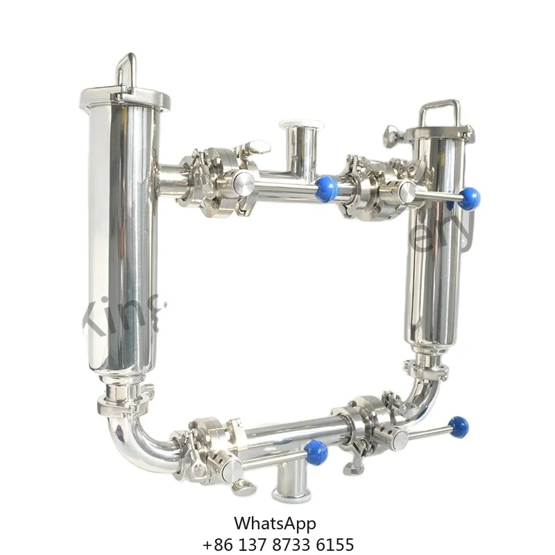 

Food Grade Sitainless Steel SS304 SS316L Tri Clamp Sanitary Duplex Filter With Pressure Gauge