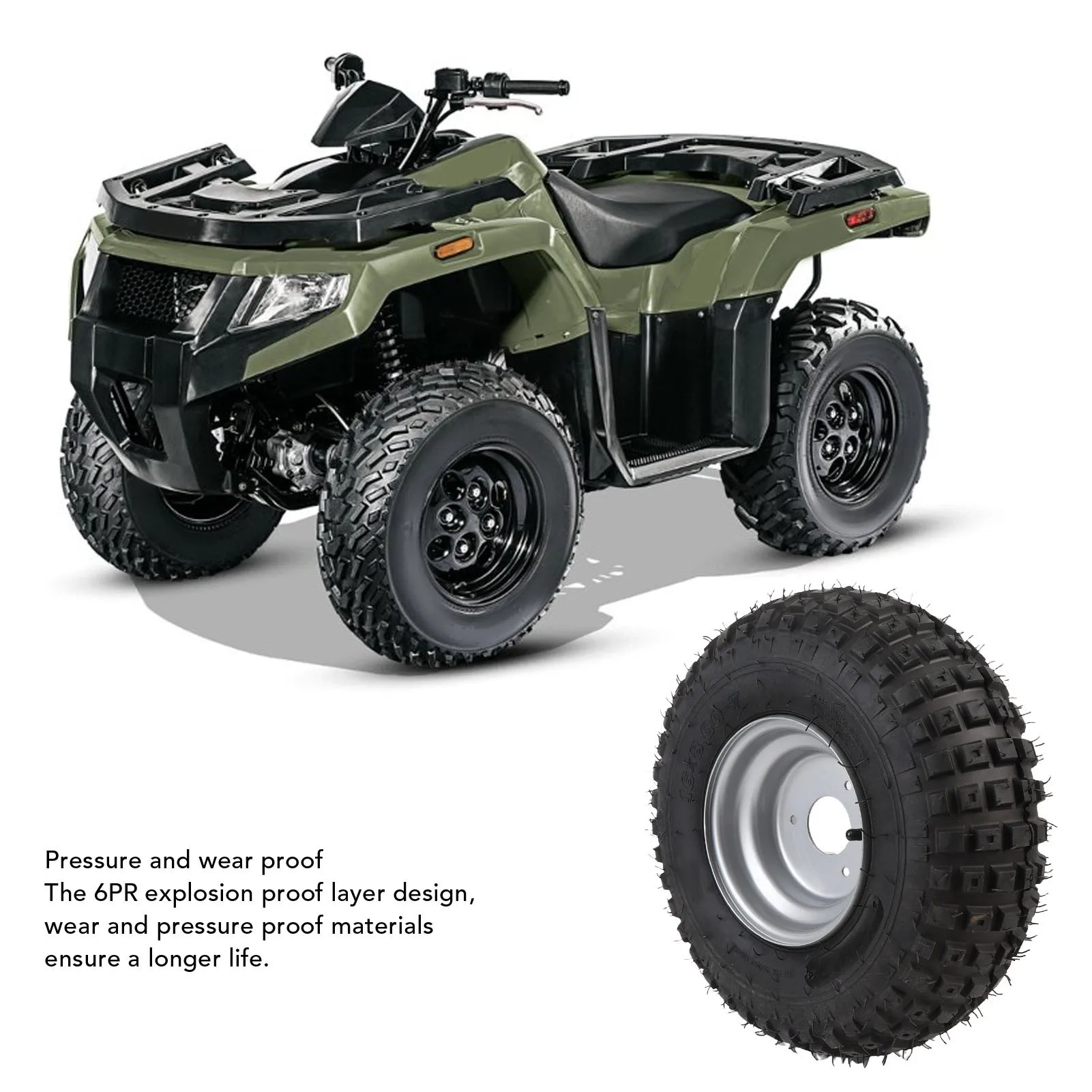 ATV UTV الإطارات ثقب برهان ممتاز الطريق قبضة 6PR 16X8-7 الإطارات مع حافة استبدال 7 بوصة لعربة حديقة جزازة العشب #4