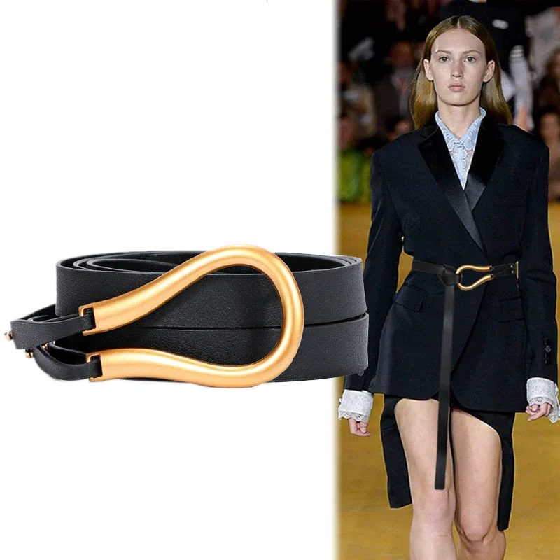 2026 New Fashion Woman Belt High Quality Casual Light Horseshoe Buckle Large U-shaped Luxury Personality Designer Belt Women
