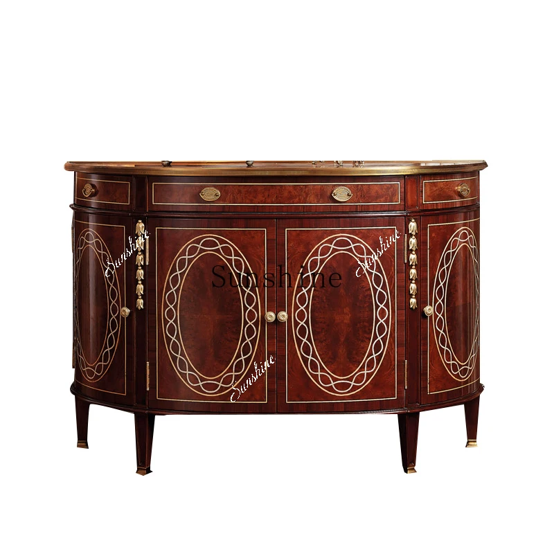 Copper side cabinet, villa mansion European shell cabinet, British foyer cabinet  FT