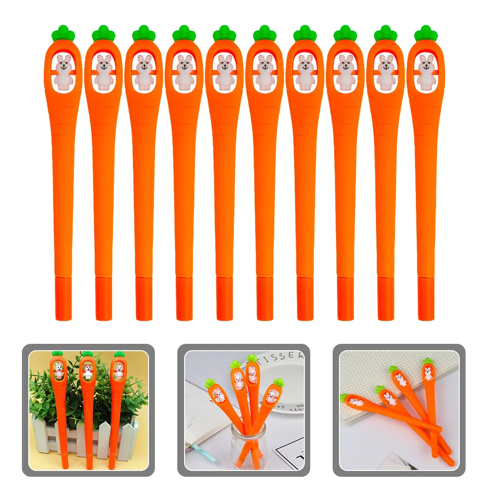 

10Pcs Compact Carrot Rabbit Gel Pens Smooth Writing Pens for Students Kids Office Use Cute Stationery Accessories Set