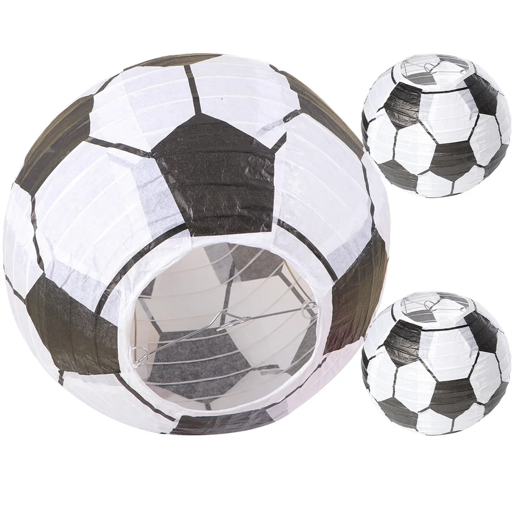 

3Pcs Football Paper Lanterns Creative Soccer Decor DIY Handcraft Party Decoration Hanging Lanterns Soccer Lantern Decor