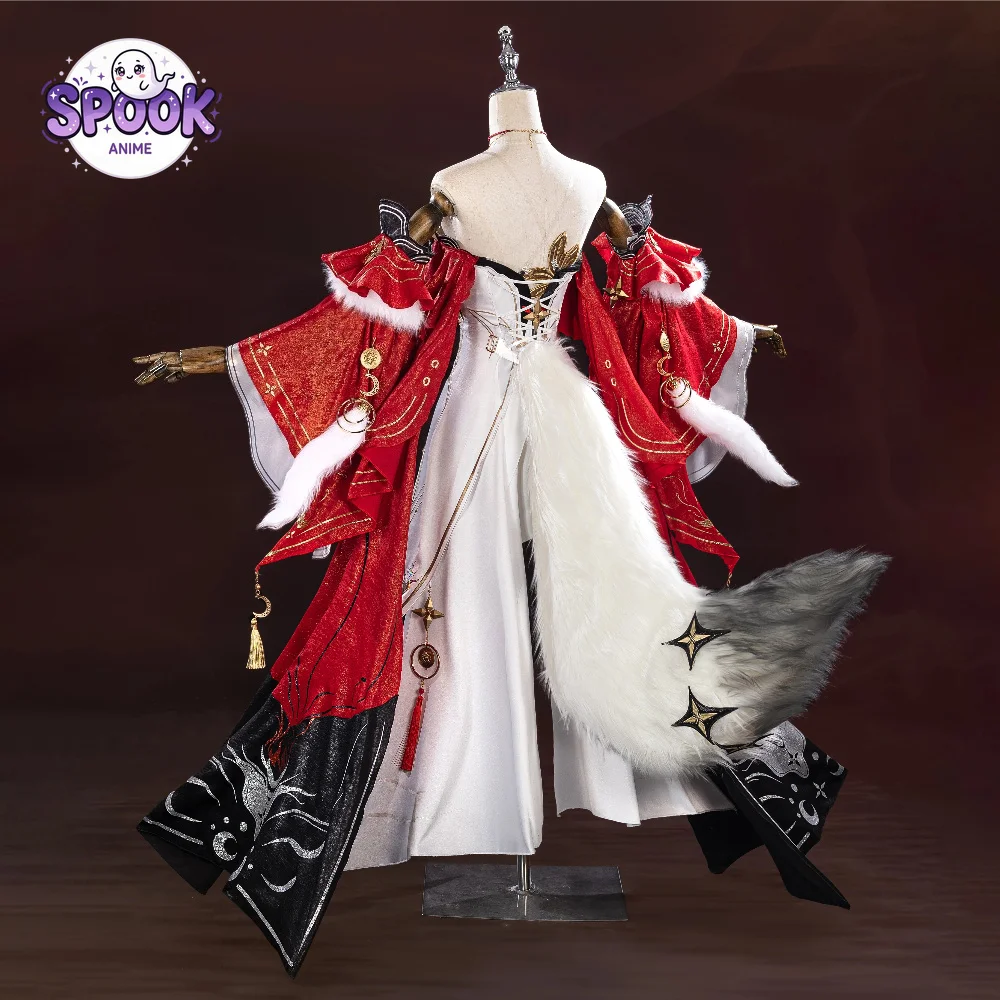 Hanfu Costume Xinyuehu Cosplay Wuthering Waves Mengzhou Suizhu Full Set Role Play Outfit for Women Halloween Party Fox Tail view 3