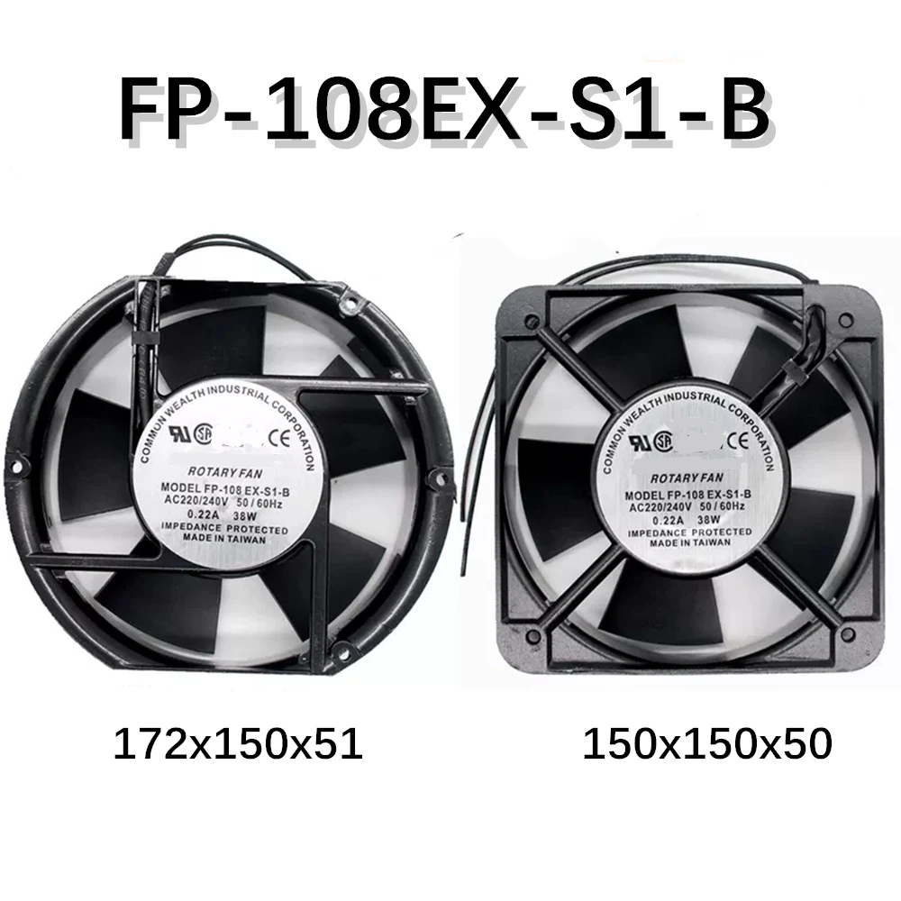 

Cooling Fan FP-108EX-S1-B AC 220V/240V 0.22A 38W 50/60Hz 17251 15050 2-Wire