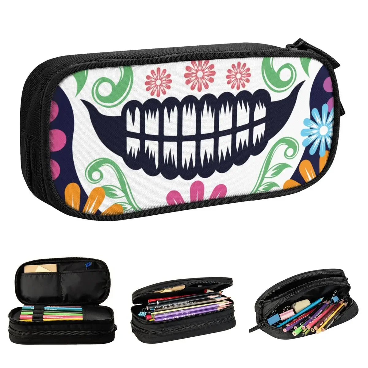 

Day Of The Dead Sugar Skull Pencil Cases Pencilcases Pen Holder for Student Large Storage Bag Students School Gifts Stationery