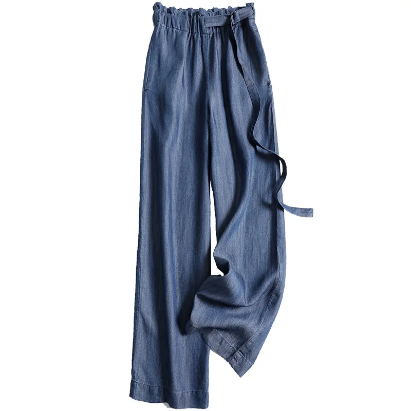 

Cowboy Women's 2026 Summer Wide Leg Pants with High Waist and Drop Feeling Loose Ice Silk Casual Floor Pants