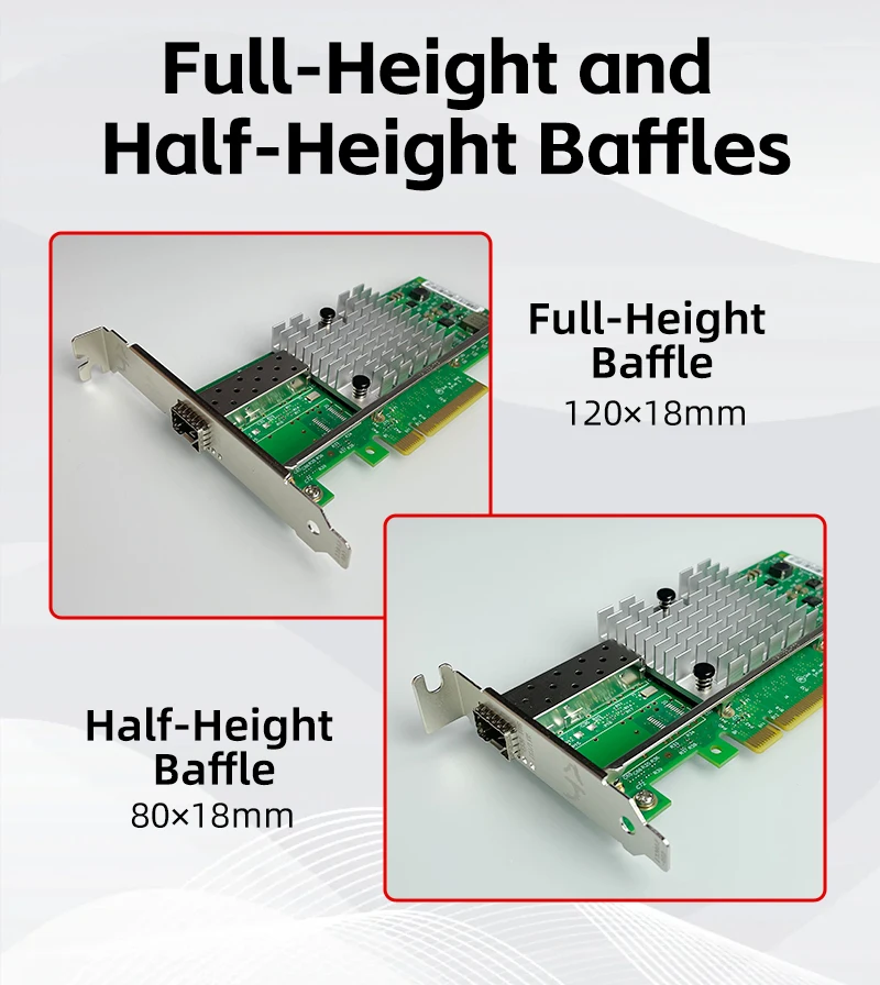 XikeStor PCIE 10G SFP + การ์ดเครือข่าย 10G Rate, PCIE X8 เดี่ยว SFP + การ์ดเครือข่าย NIC Intel ควบคุมหลัก, full-height Universal