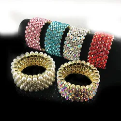 2022  New Fashion Womens Luxury Color Crystal Bracelets High Quality Elastic Wide Bracelets