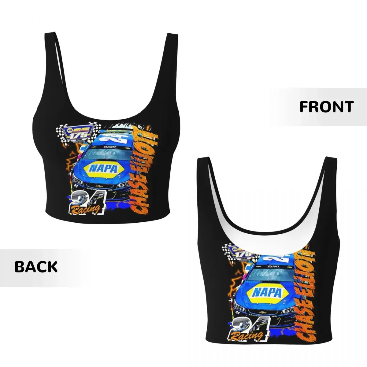 Custom Chase Elliott NAPA Racing Women Sports Vest Bras Gym Workout High Impact Yoga Crop Tank Tops