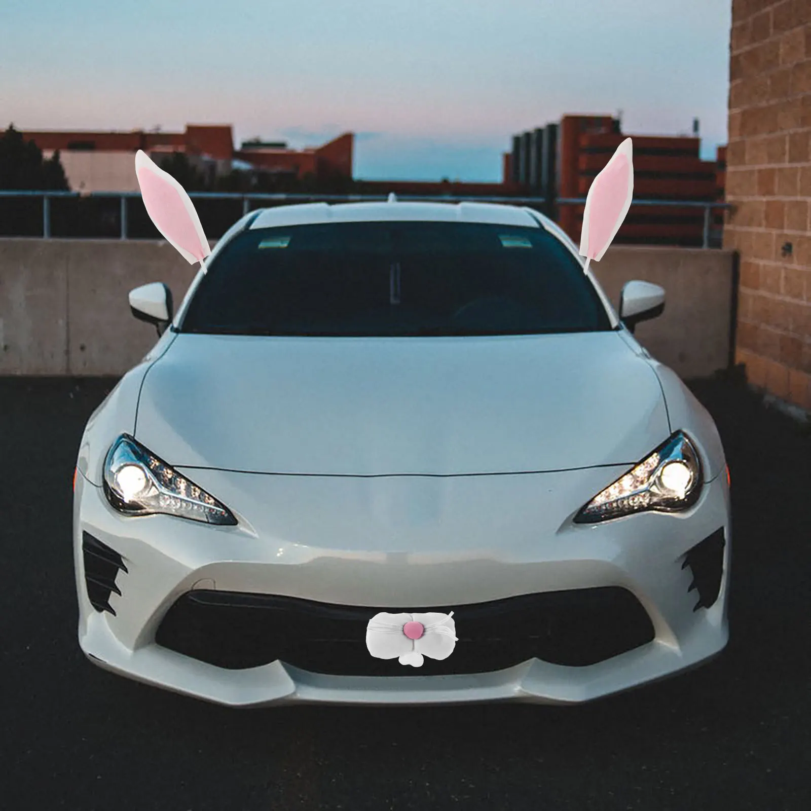 

1Set Bunny Car Decorations Easter Pink Rabbit Ears Nose Tail Kit Reusable Vehicle Accessories Cute Bunny Decoration
