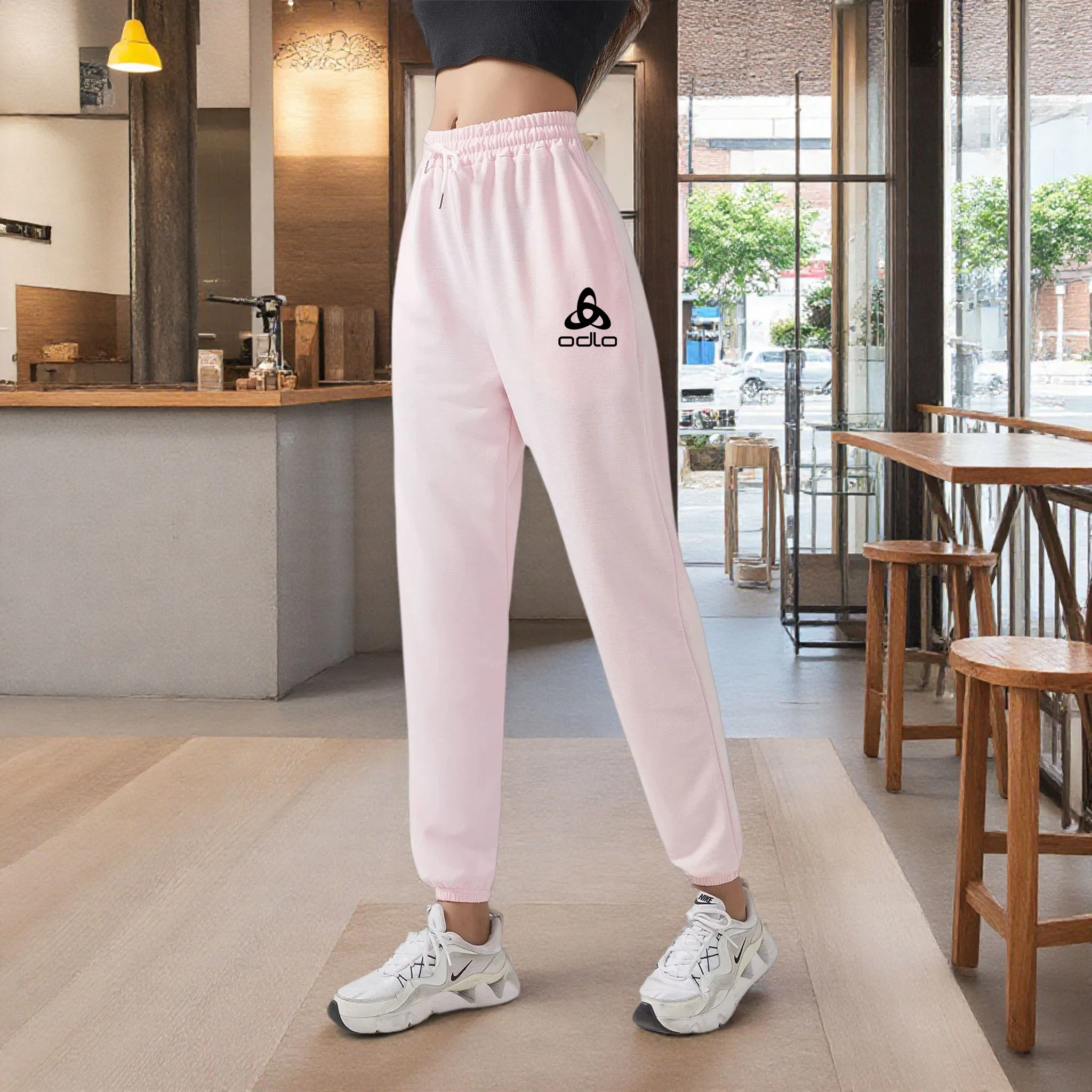 Solid Color Letter Print Jogger Pants with Elastic Waist & Cuffed Tapered - Vintage Urban Commuter Sweatpants Suitable for