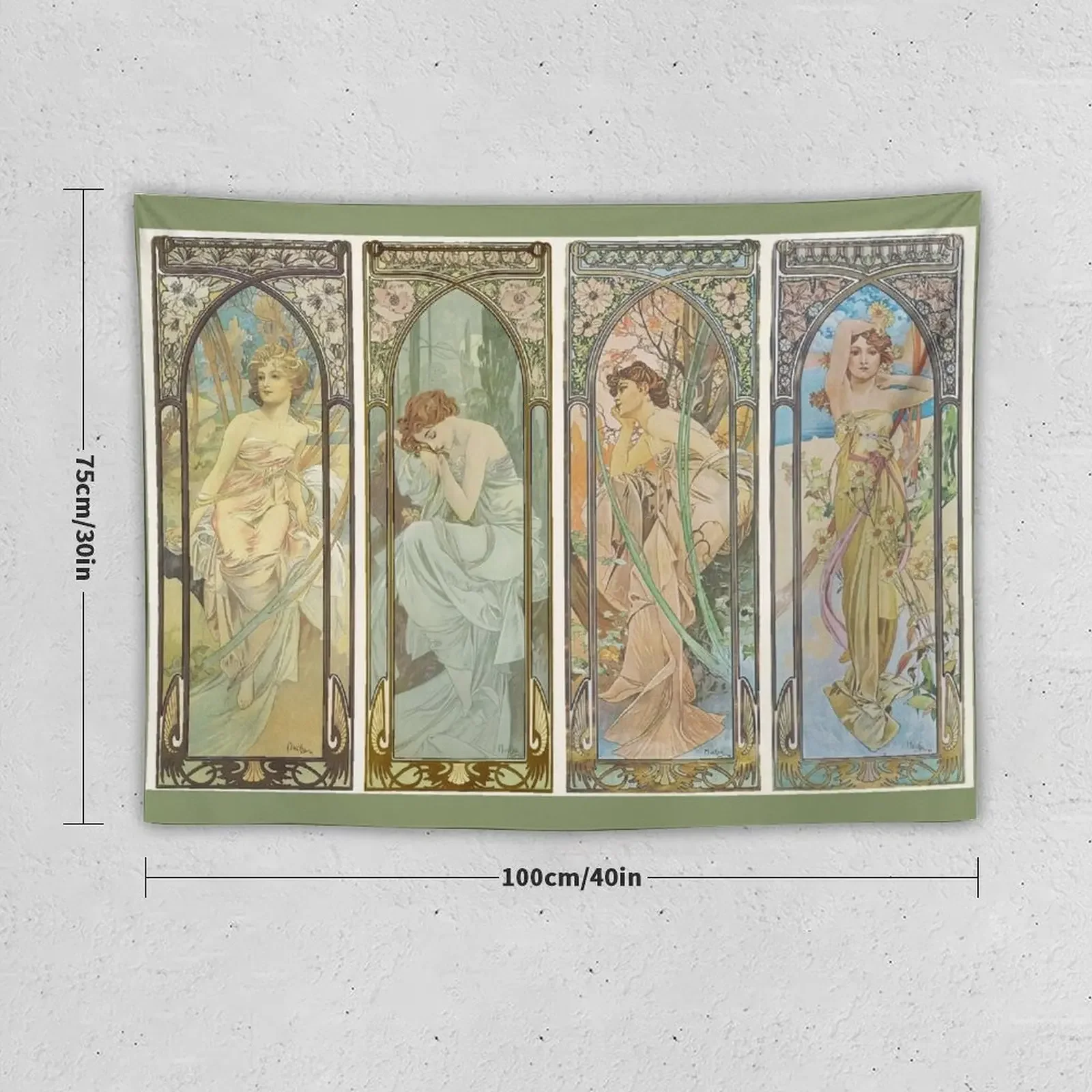 HD. The times of the day (1899) serie Alphonse Mucha HIGH DEFINITION Tapestry Wall Carpet Wall Art Tapestry