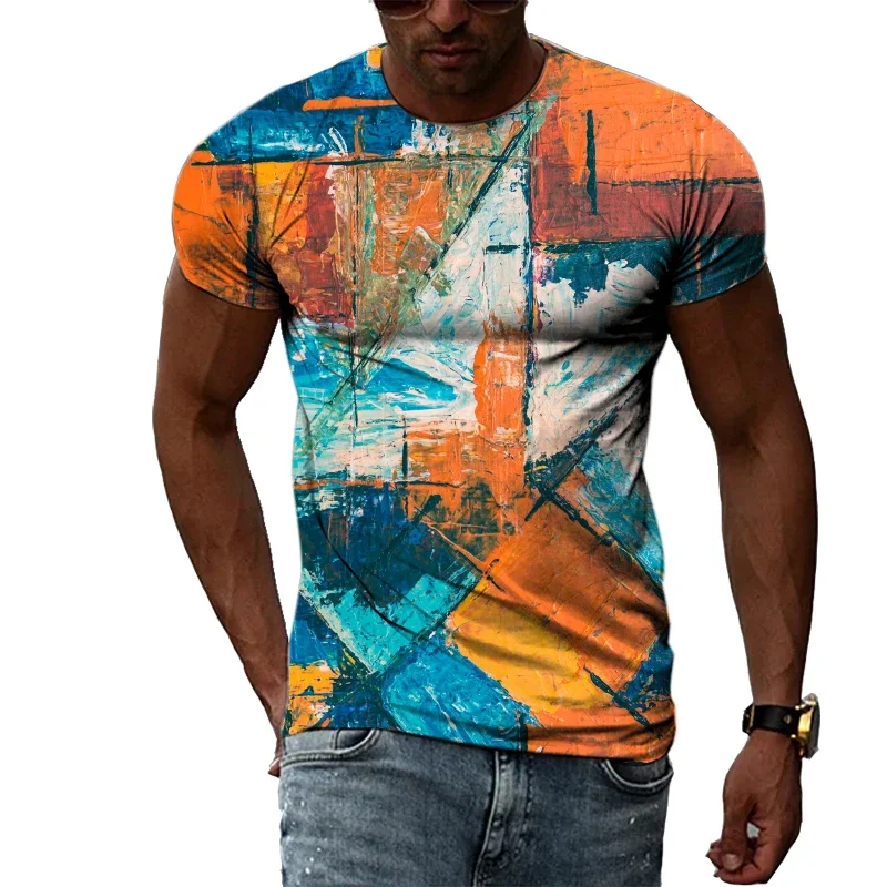 Men's Graffiti Printed T-shirt, Plus Size Top, O Collar, Casual, Creative, Hip Hop Trend, a Variety of Styles Comfortable Cool