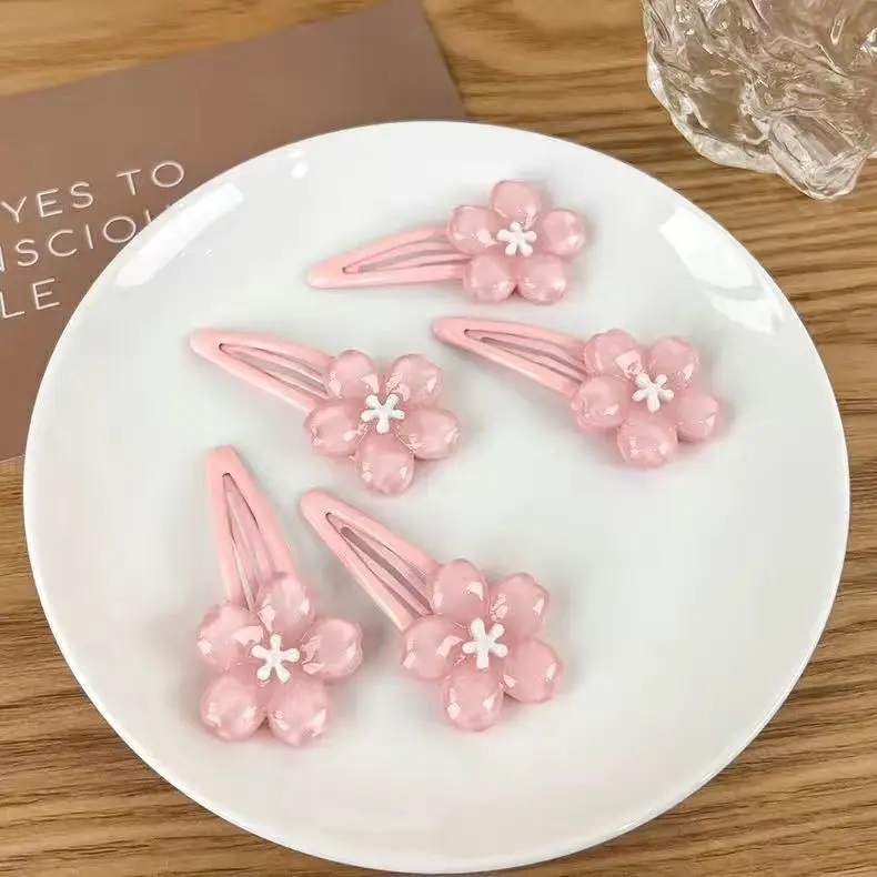 Sweet Pink Creamy Flower Card Captor Sakura BB Hairpin Side Hair Clip Girl Headwear Cute Hairpins Cartoon Gift