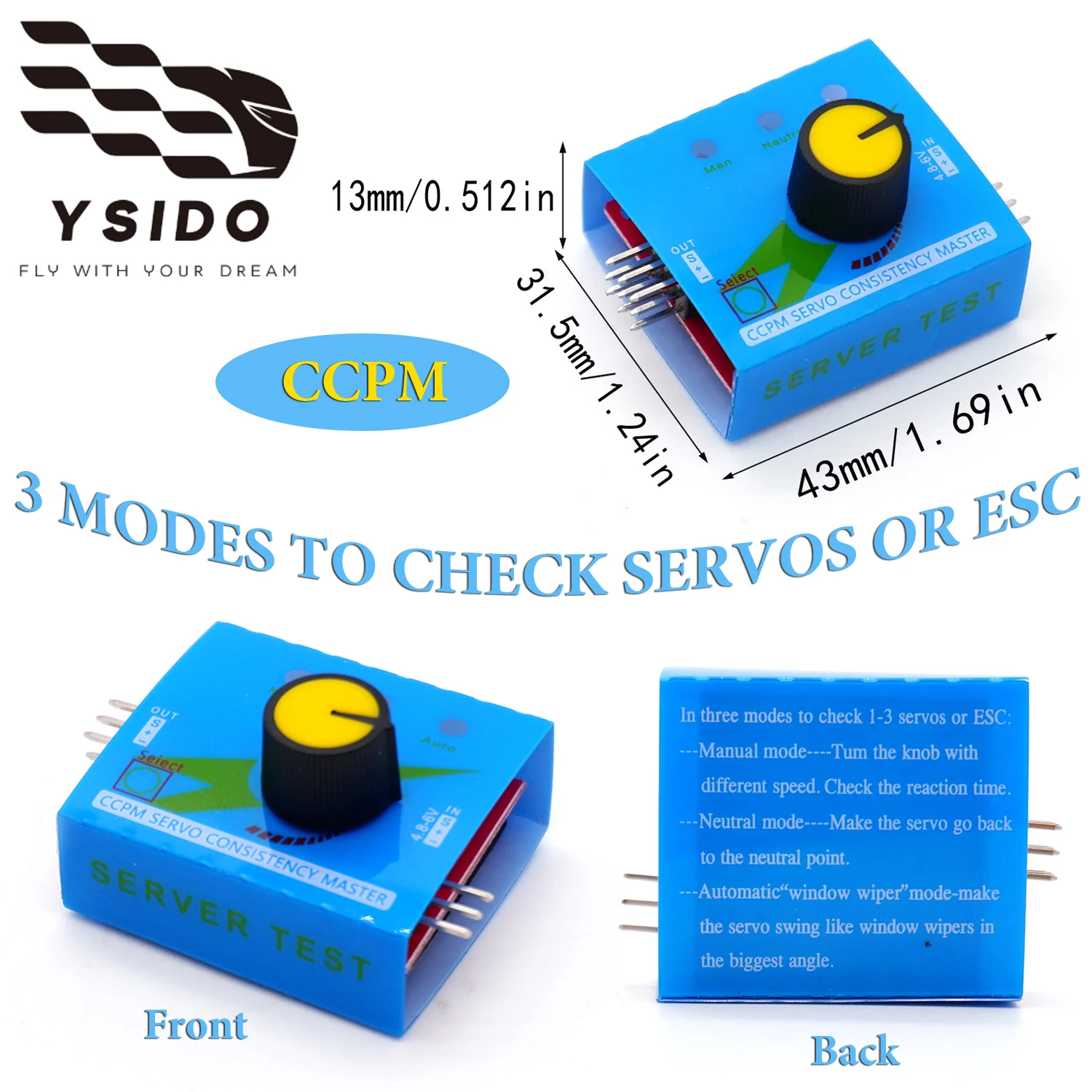 1/3 Uds YSIDO Servo Tester RC 3CH Digital Multi ESC controlador de consistencia ajuste engranaje de dirección CCPM para RC modelo helicóptero coche