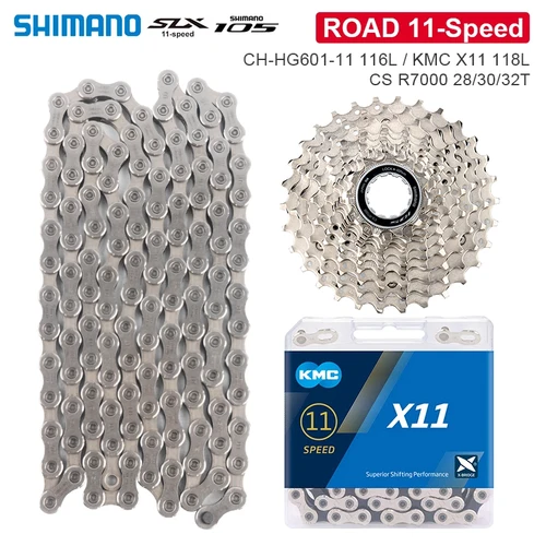 Imagen 1 del producto Original Shimano 105 R7000 Cassette K7 11 grupo de velocidades 28/30/32T/HG601 cadena KMC cadenas R7000 HG volante bicicleta de carretera 1X11V Kit