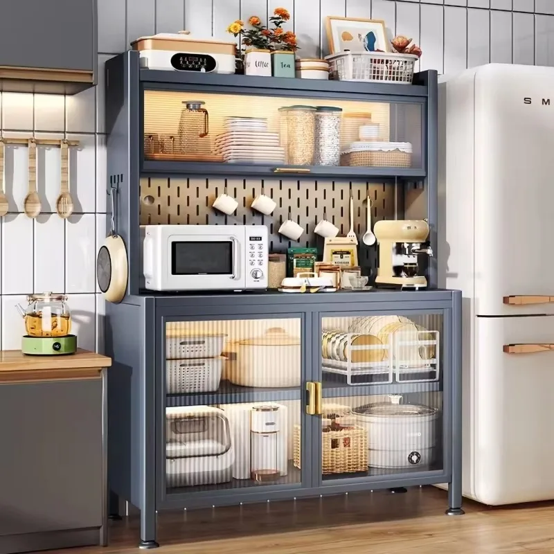 Multi-layer Metal Kitchen Rack Cabinet Multifunctional Household Appliances Storage Cabinet Microwave Cabinet Kitchen Sideboard